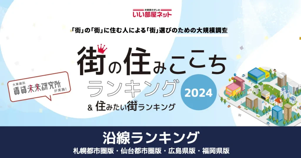 いい部屋ネット「街の住みここち沿線ランキング２０２４＜札幌都市圏版＞」発表